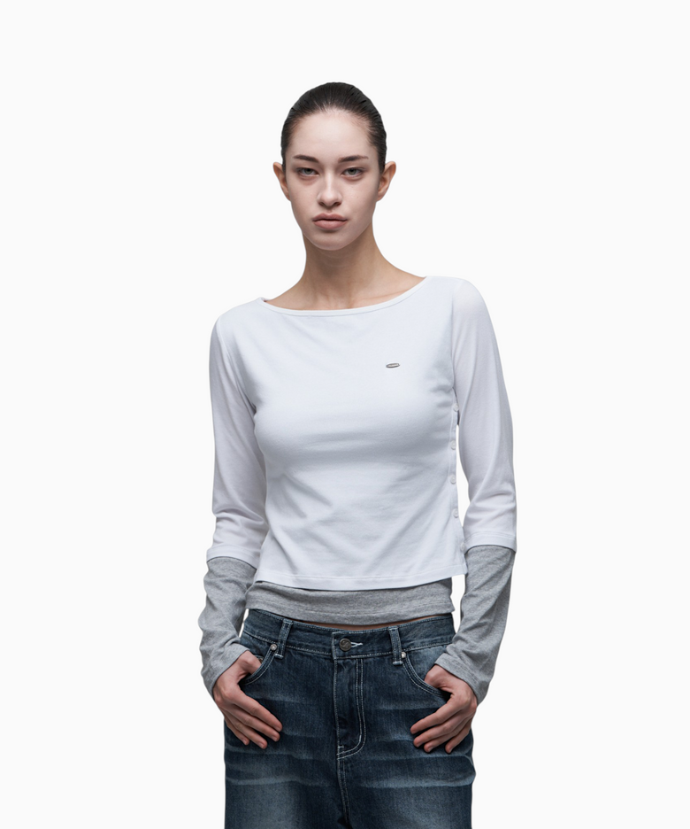 DOUBLE LAYER LONG SLEEVE WHITE