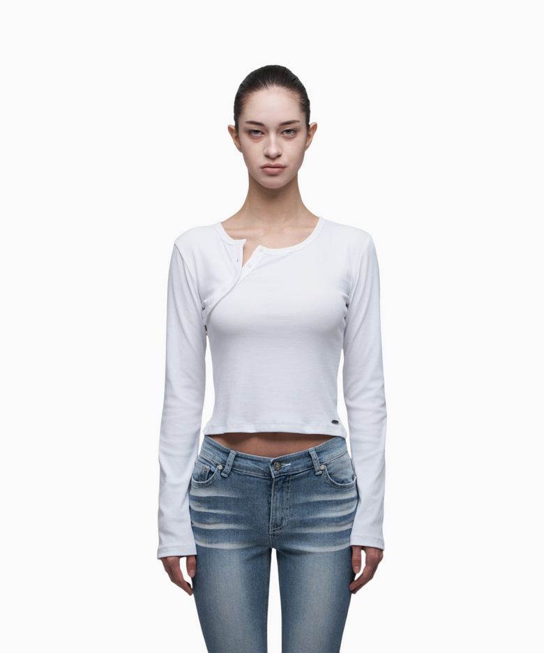 CURVED LONG SLEEVE WHITE