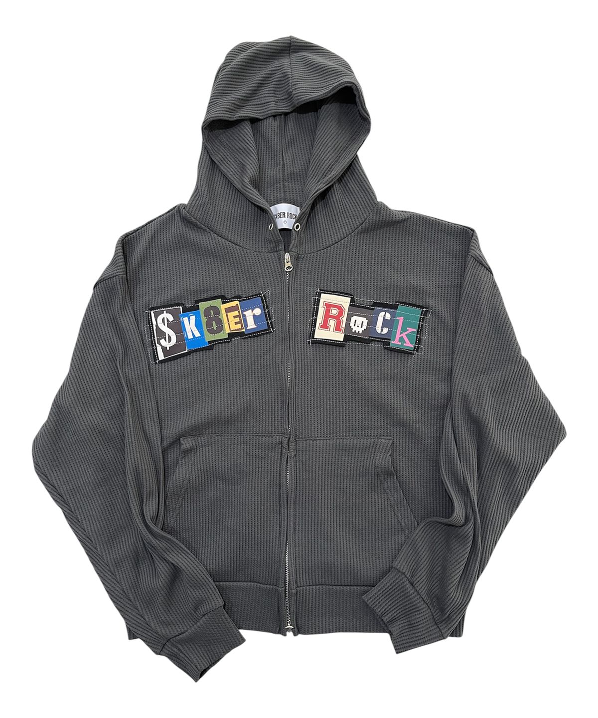 스케이터락(SK8ER ROCK) Collage Logo Waffle Hood Zip-Up (Charcoal)