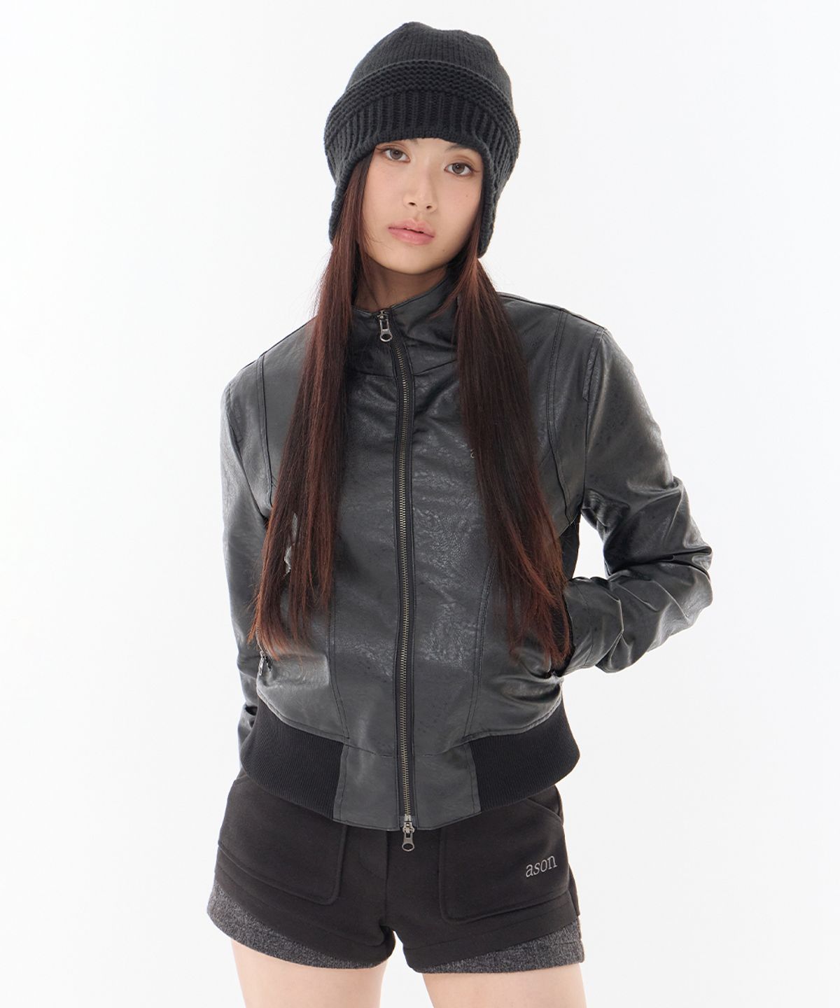 애즈온(ASON) NOX CONTOUR LEATHER JACKET / BLACK