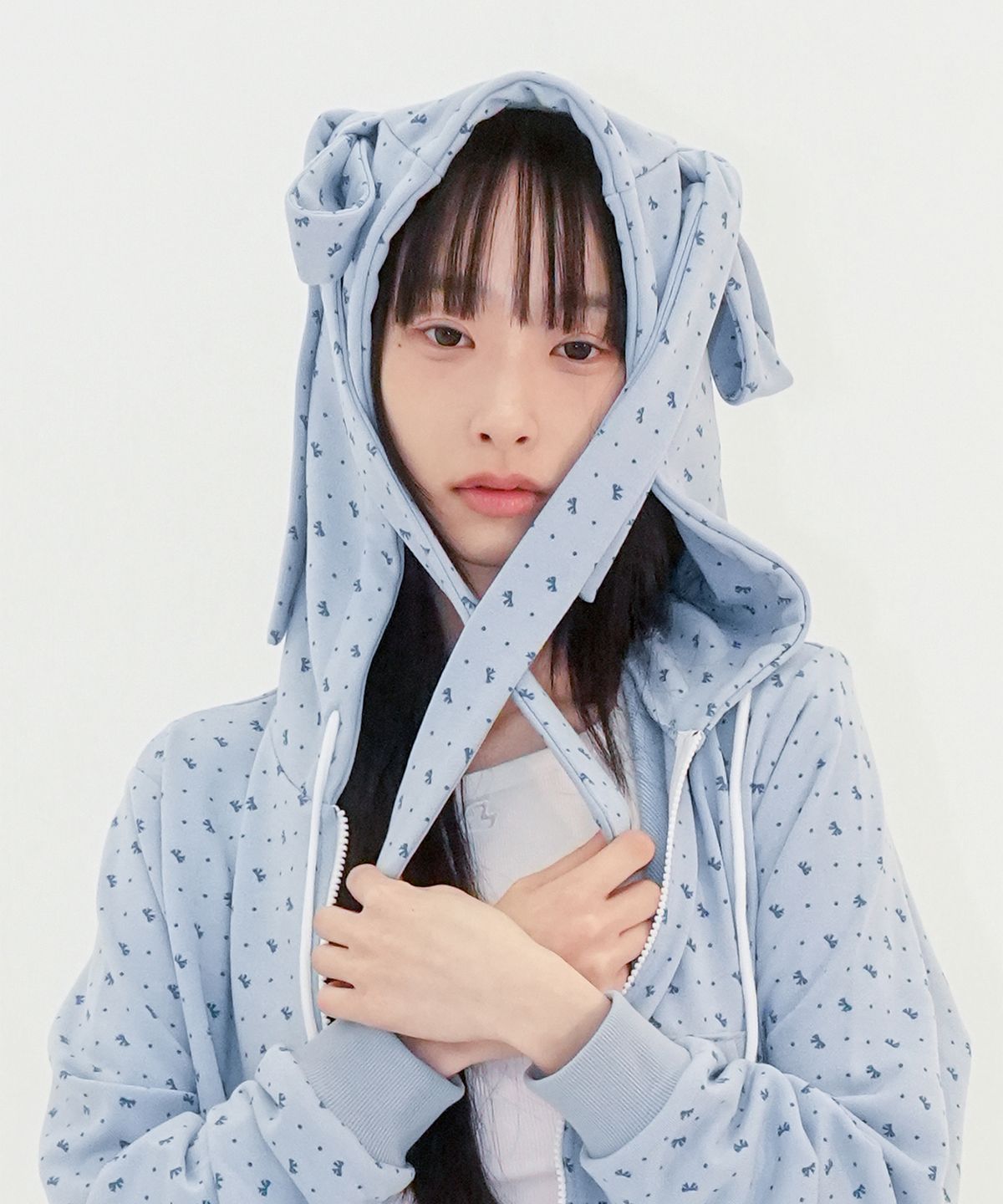 판영(FANYOUNG) RIBBON HOODED ZIPUP BLUE