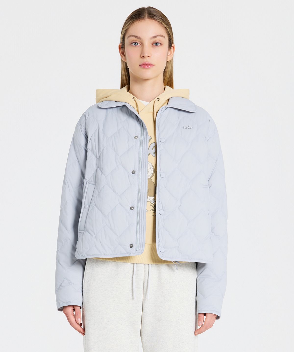 아이더(EIDER) THERMOLOCK (써모락) 여성 슬림 블렌드 패딩 셔켓_Light Blue