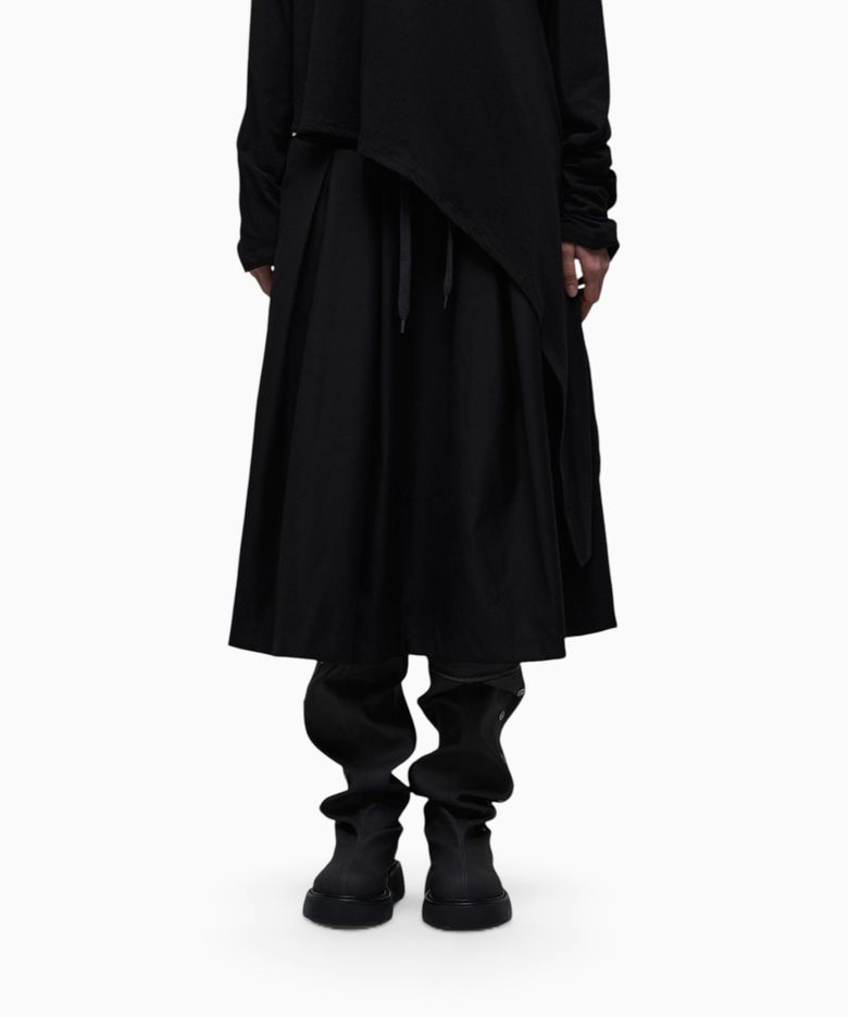 LAYERED WAIST MIDI SKIRT BLACK