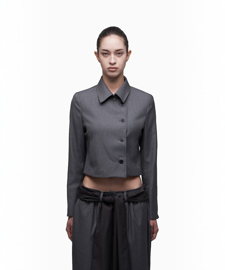 TAILORED CROPPED BLAZER CHARCOAL