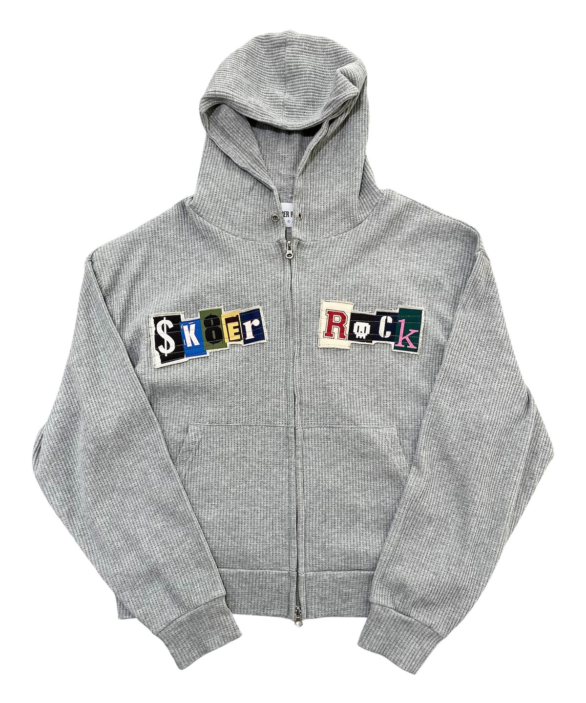 스케이터락(SK8ER ROCK) Collage Logo Waffle Hood Zip-Up (Melange gray)