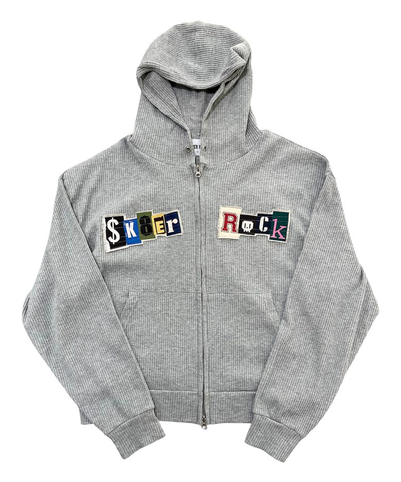 Collage Logo Waffle Hood Zip-Up (Melange gray)