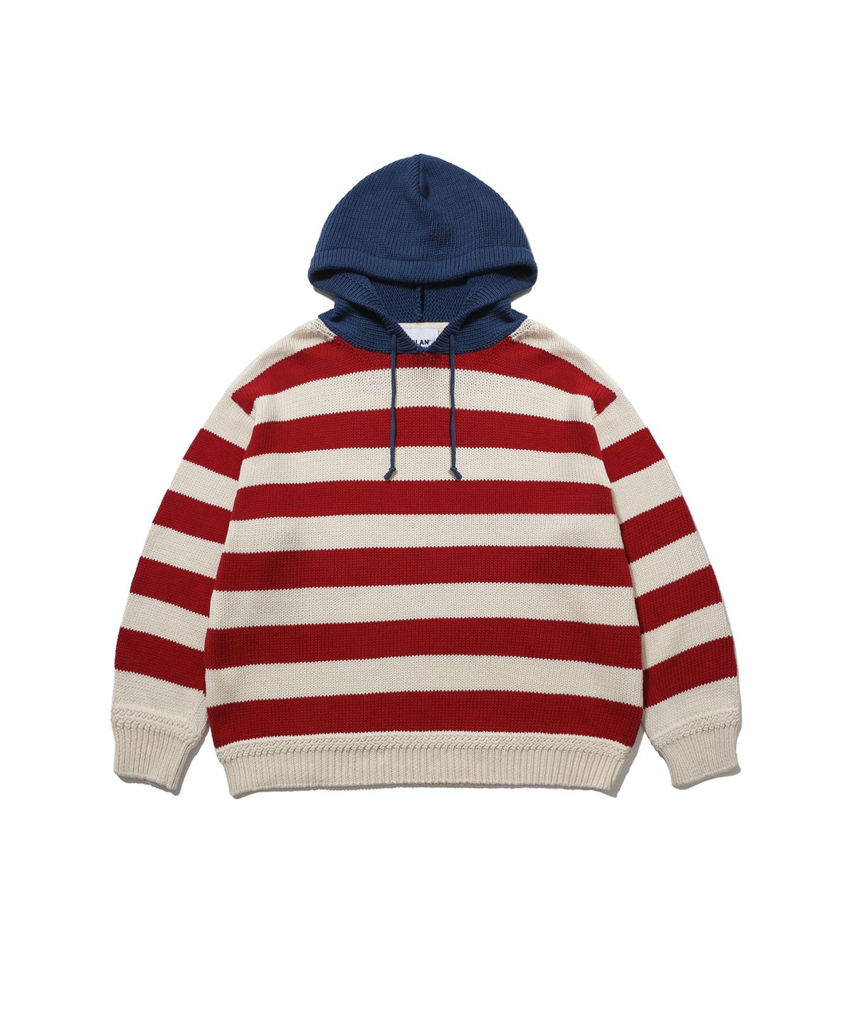 앵글런(ANGLAN) Striped Knit Hoodie - Red