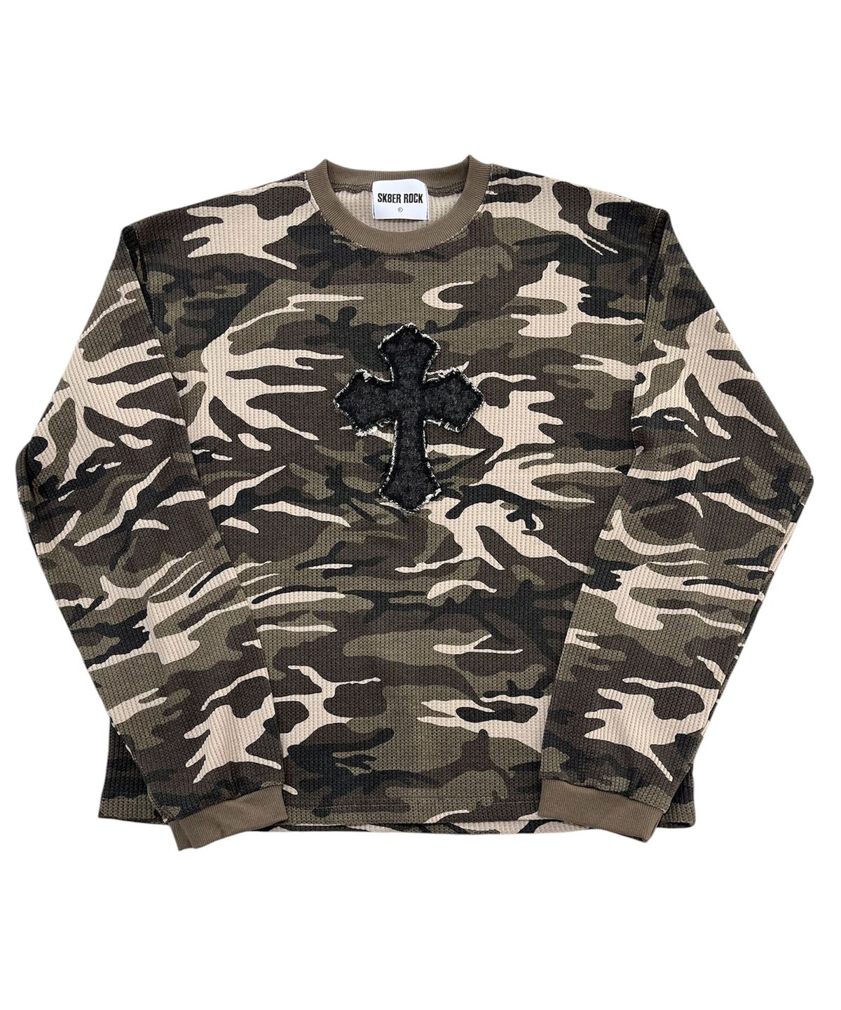 스케이터락(SK8ER ROCK) Cross Camouflage Waffle T-Shirt (Beige)