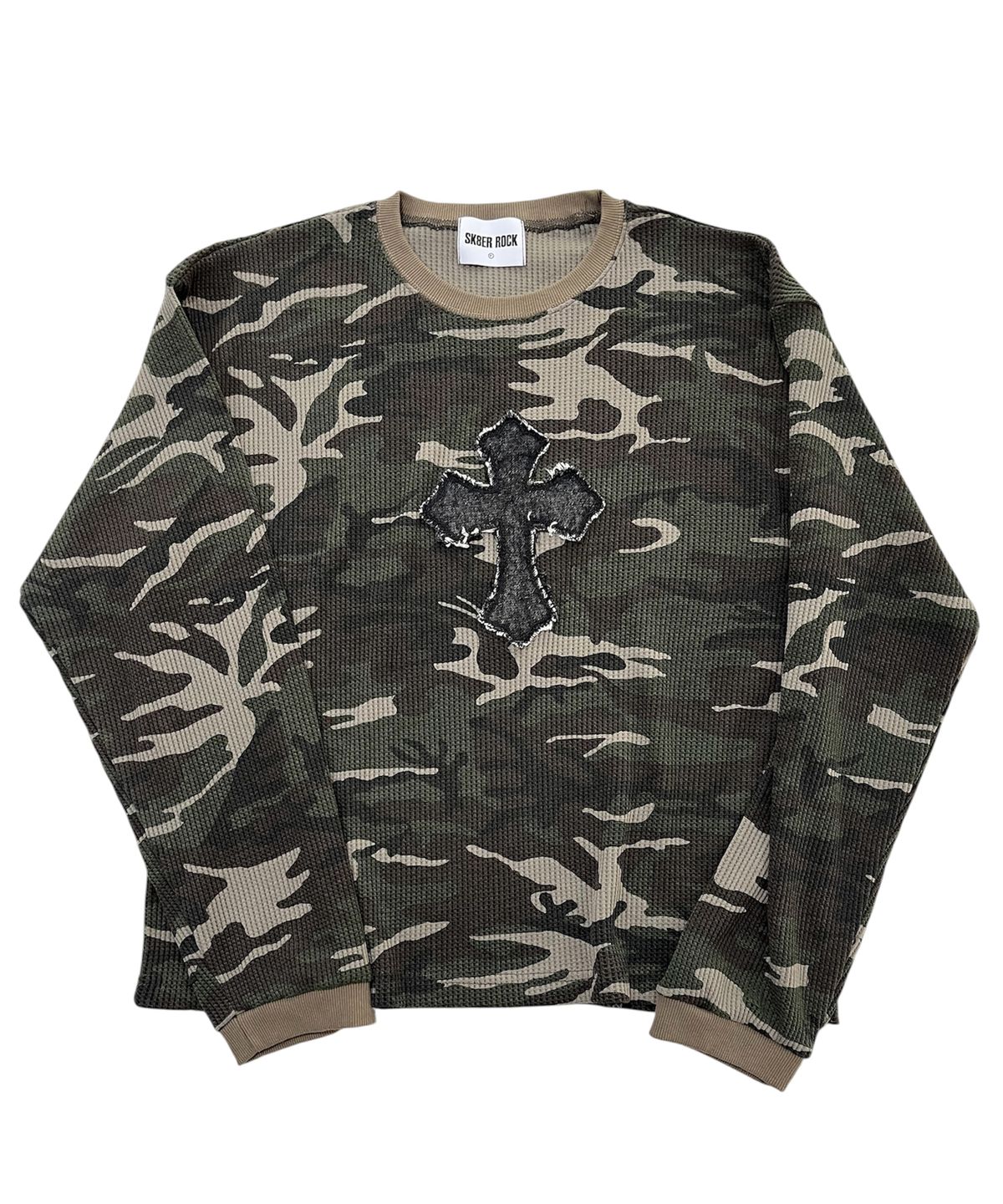 스케이터락(SK8ER ROCK) Cross Camouflage Waffle T-Shirt (Khaki)