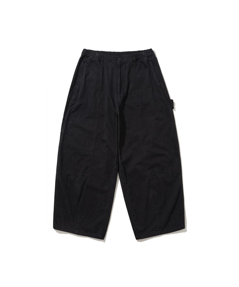 Double Knee Work Balloon Pants - Black