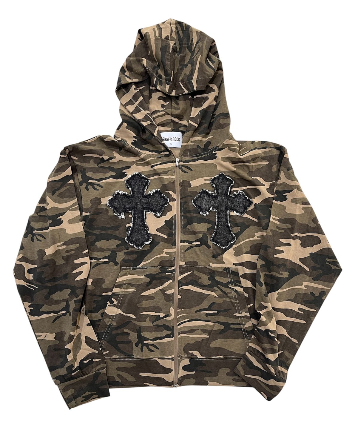 스케이터락(SK8ER ROCK) Cross Camouflage Hood Zip-Up (beige)