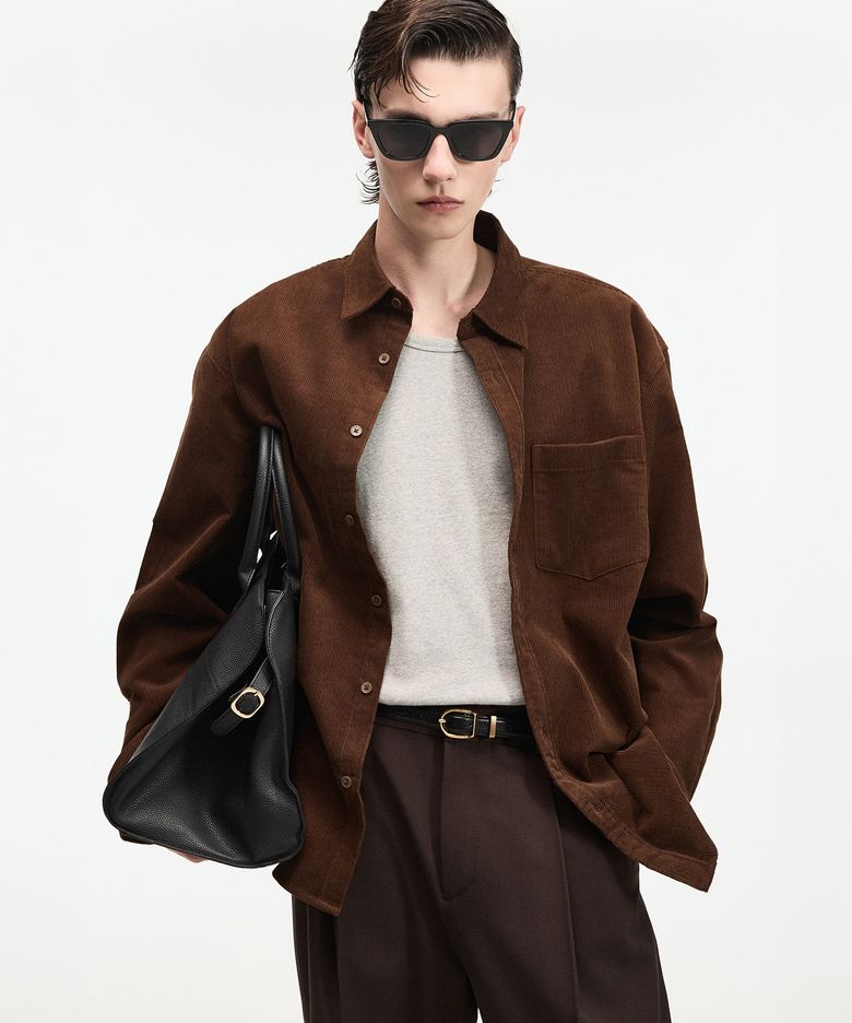 Comfort Corduroy Shirt (Brown) TNSH6F103W2