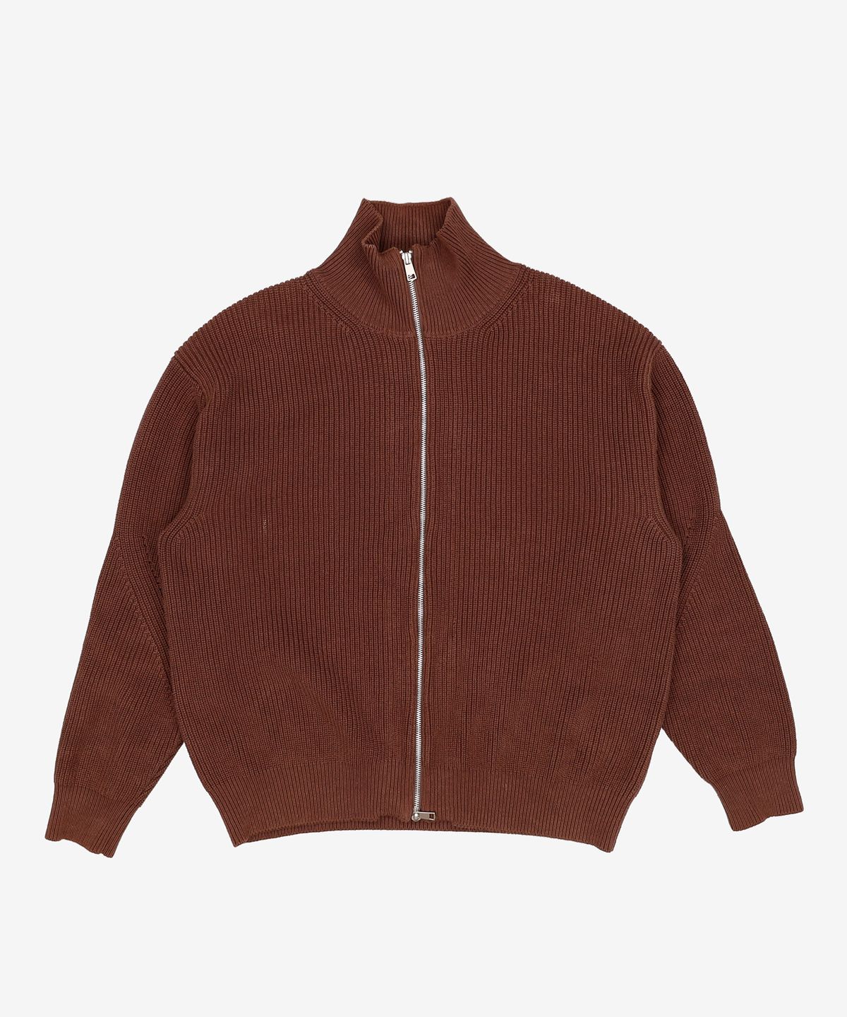 소신(SOCIN) Pure Cotton Ribbed Zip-up Knit (Brown) M