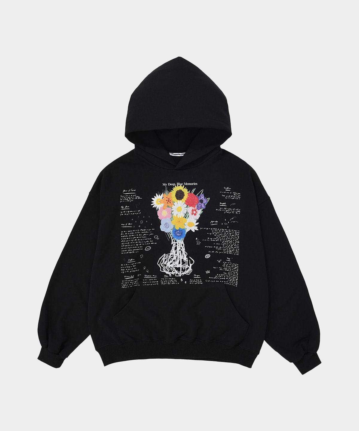 마이딥블루메모리즈(MY DEEP BLUE MEMORIES) MM Twelve Flower Hoodie (BLACK)
