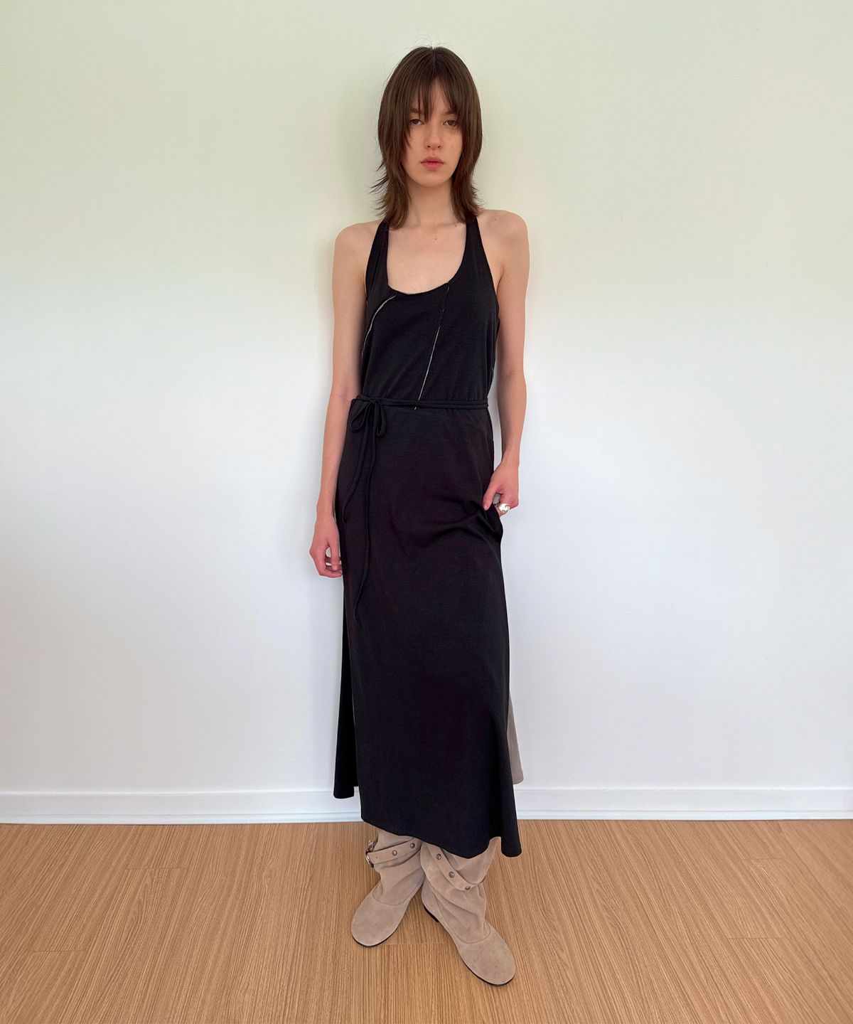 다이애그널(DIAGONAL) TWO WAY LAYERED DRESS (black)