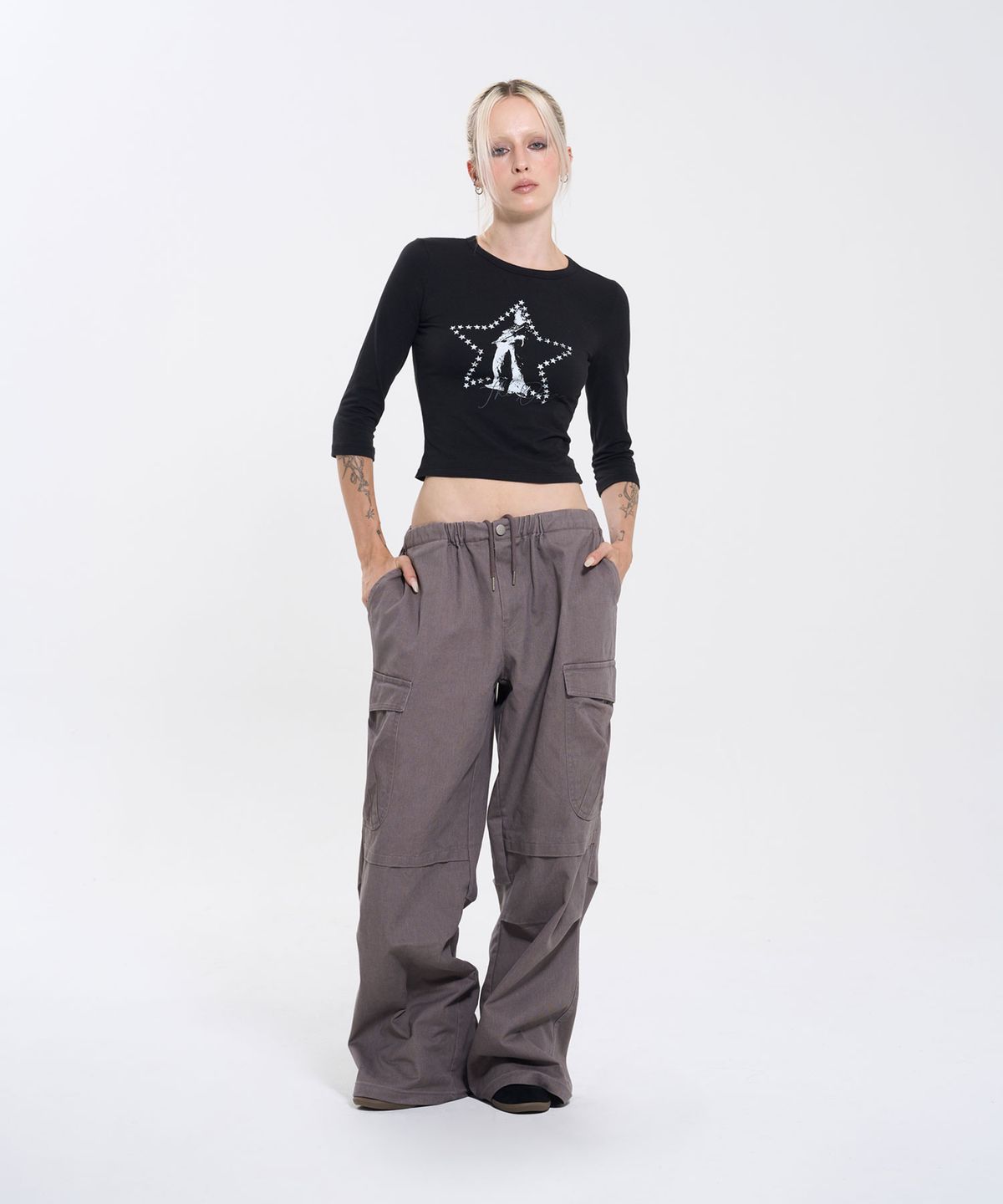 필프(PEALP) WIDE STRAIGHT CARGO PANTS  61 (DUSTY PURPLE)