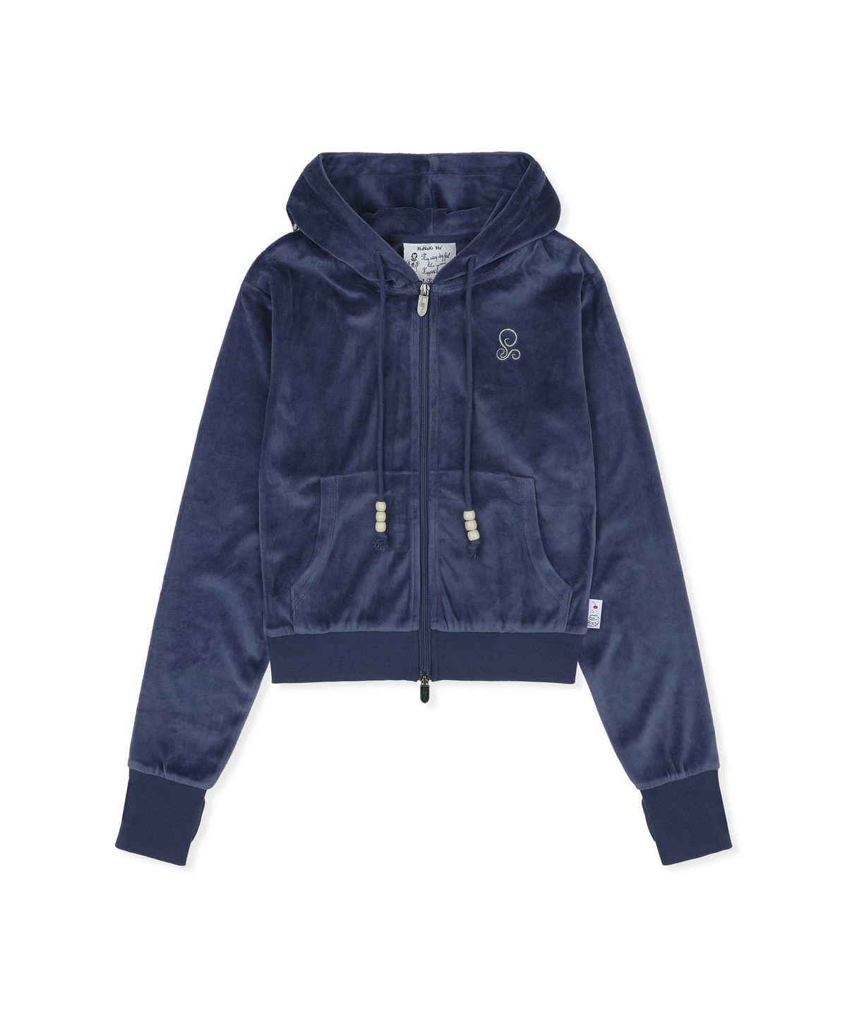 루나키후(RuNaKi'Hu') WXJ037 호와리 벨루아 세미크롭 후드 집업 (NAVY)