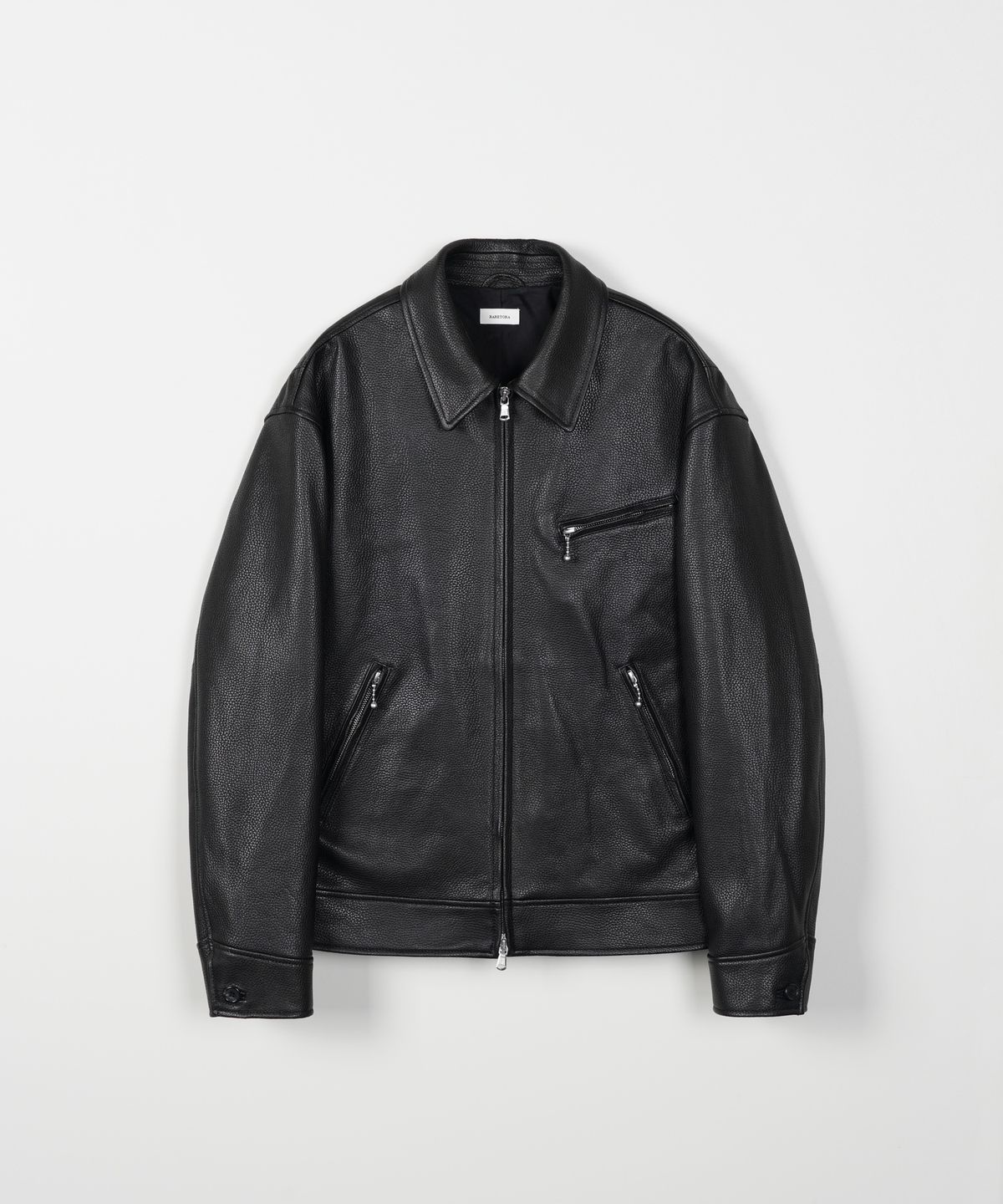 레어토라(RARETORA) UNION SPORTS LEATHER JACKET - BLACK