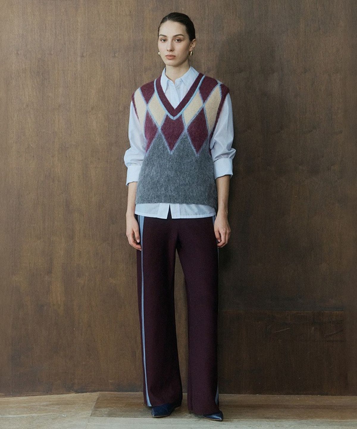 바니스뉴욕(BARNEYS NEWYORK) 26FW 도미닉 스트라이프 니트 팬츠 와인