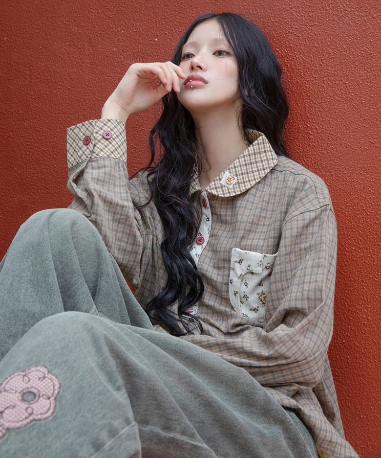 WXTS017 누이아토 체크 셔츠 (BEIGE)
