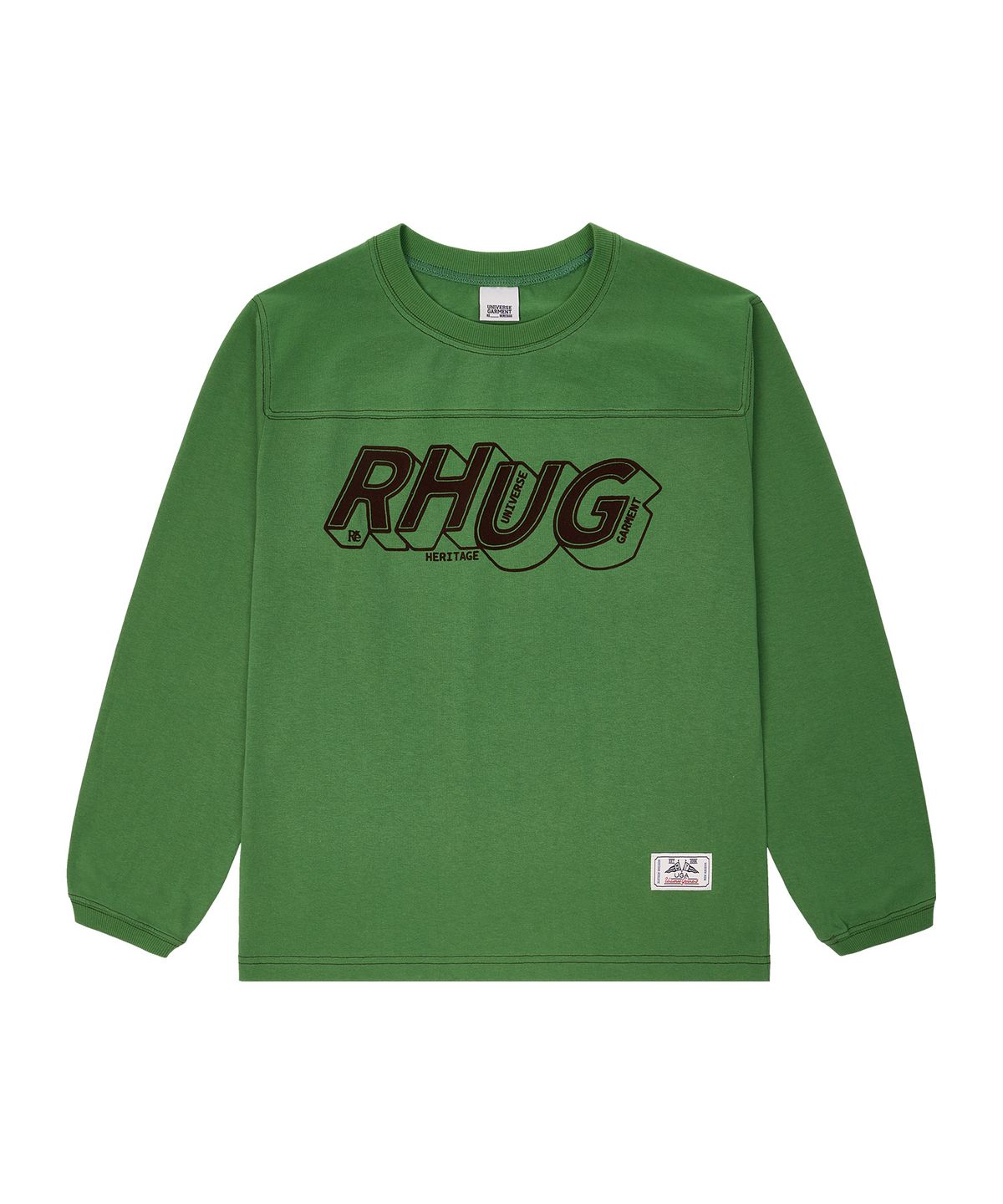 유니버스 가먼트(UNIVERSE GARMENT) RHUG 그래픽 긴팔 티셔츠_GREEN