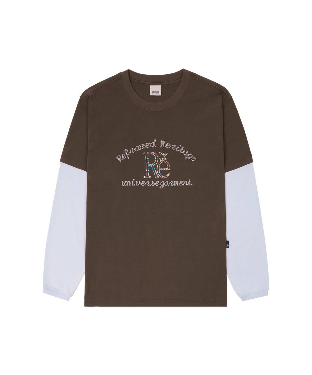 유니버스 가먼트(UNIVERSE GARMENT) 레이어드 그래픽 긴팔 티셔츠_BROWN
