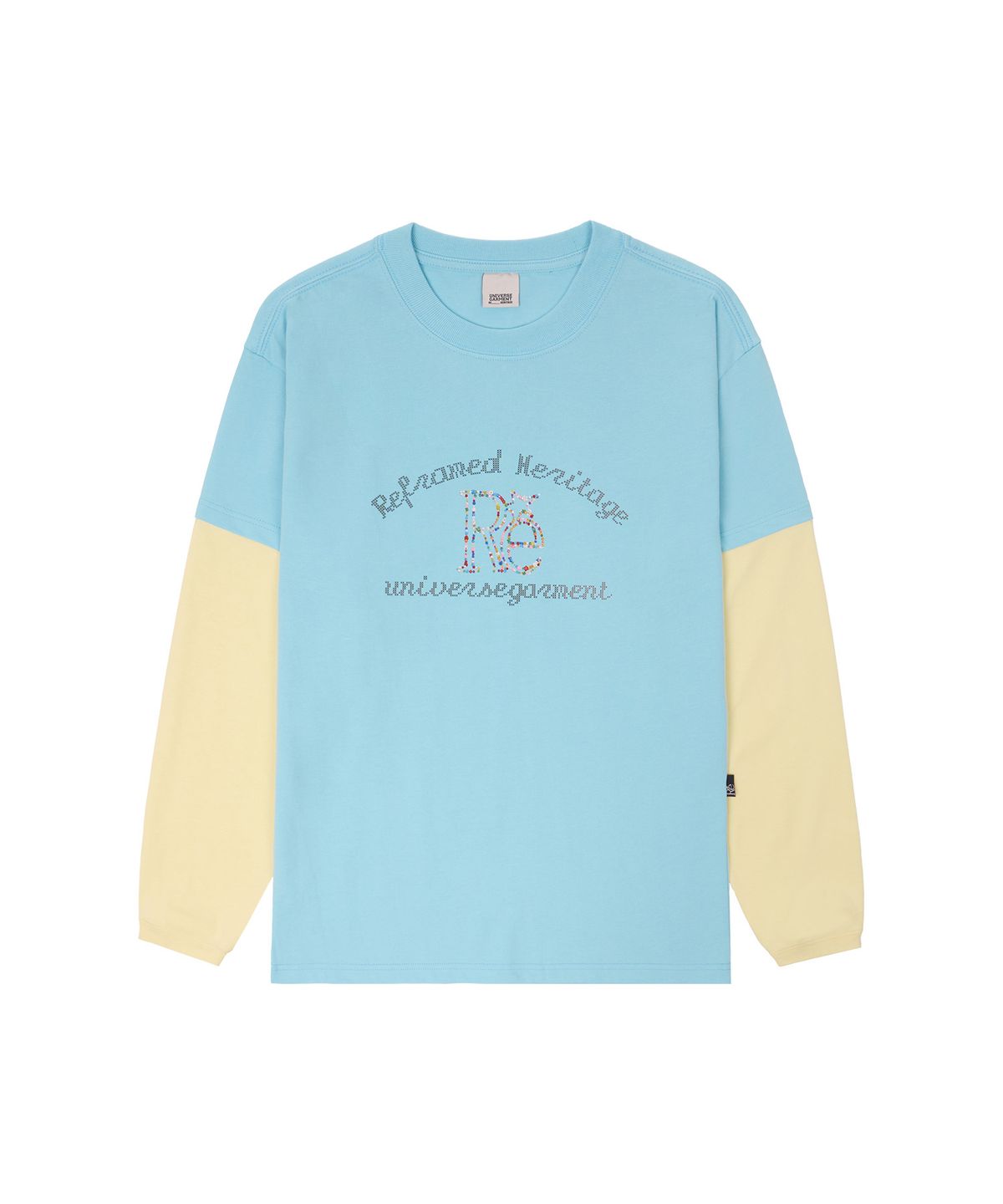 유니버스 가먼트(UNIVERSE GARMENT) 레이어드 그래픽 긴팔 티셔츠_LIGHT BLUE