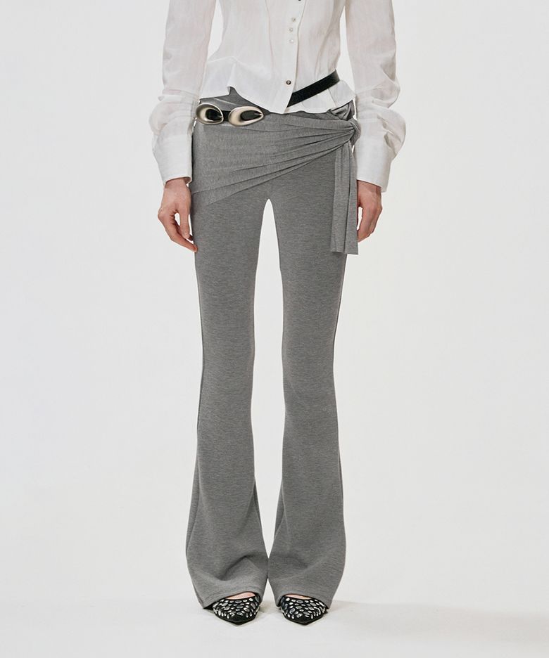 Wrap Bootcut Jersey Pants_GREY