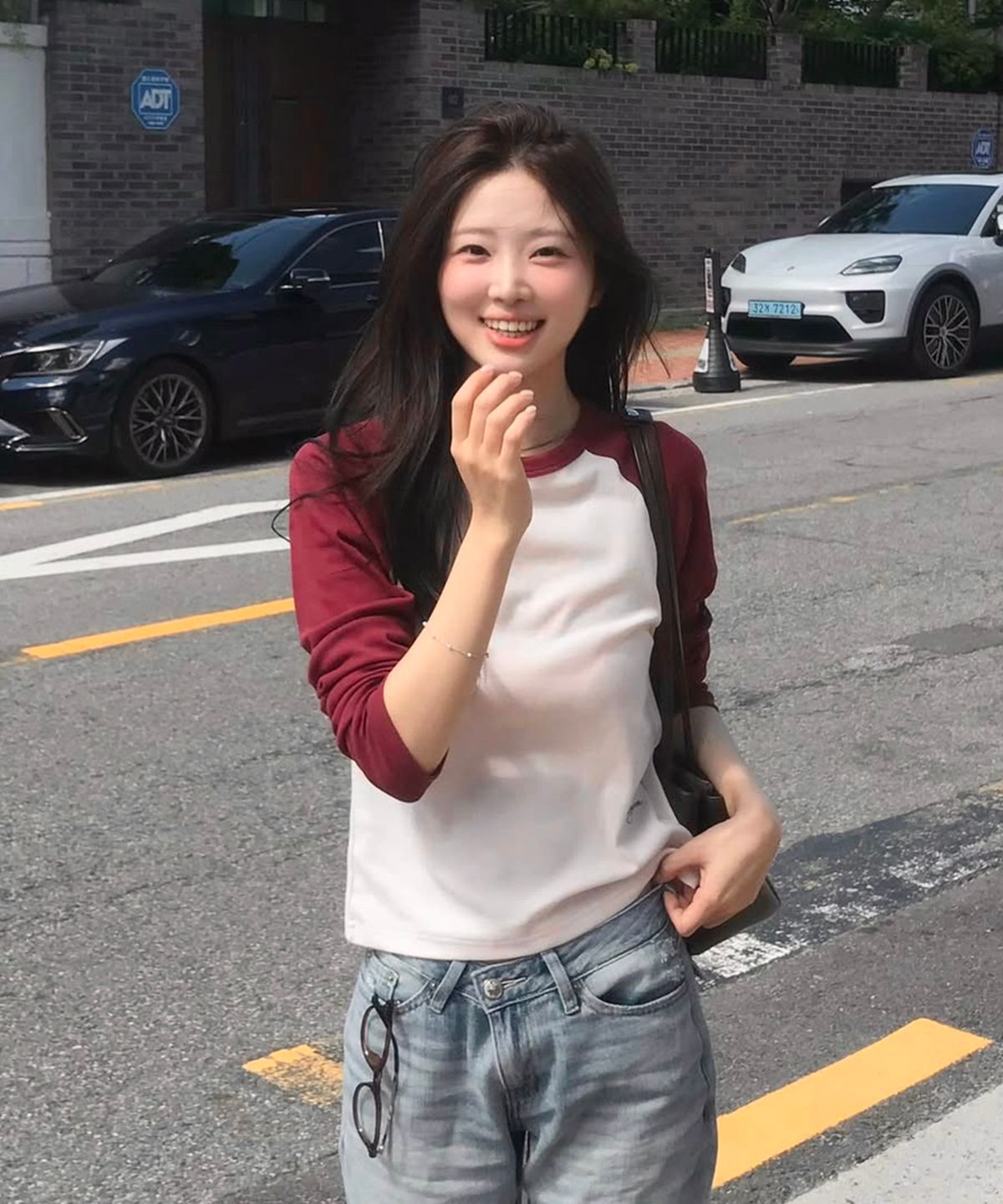 스트라이프마가린(STMG) 마가린 베이직 래글런 티셔츠 레드