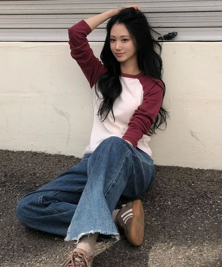 마가린 베이직 래글런 티셔츠 레드