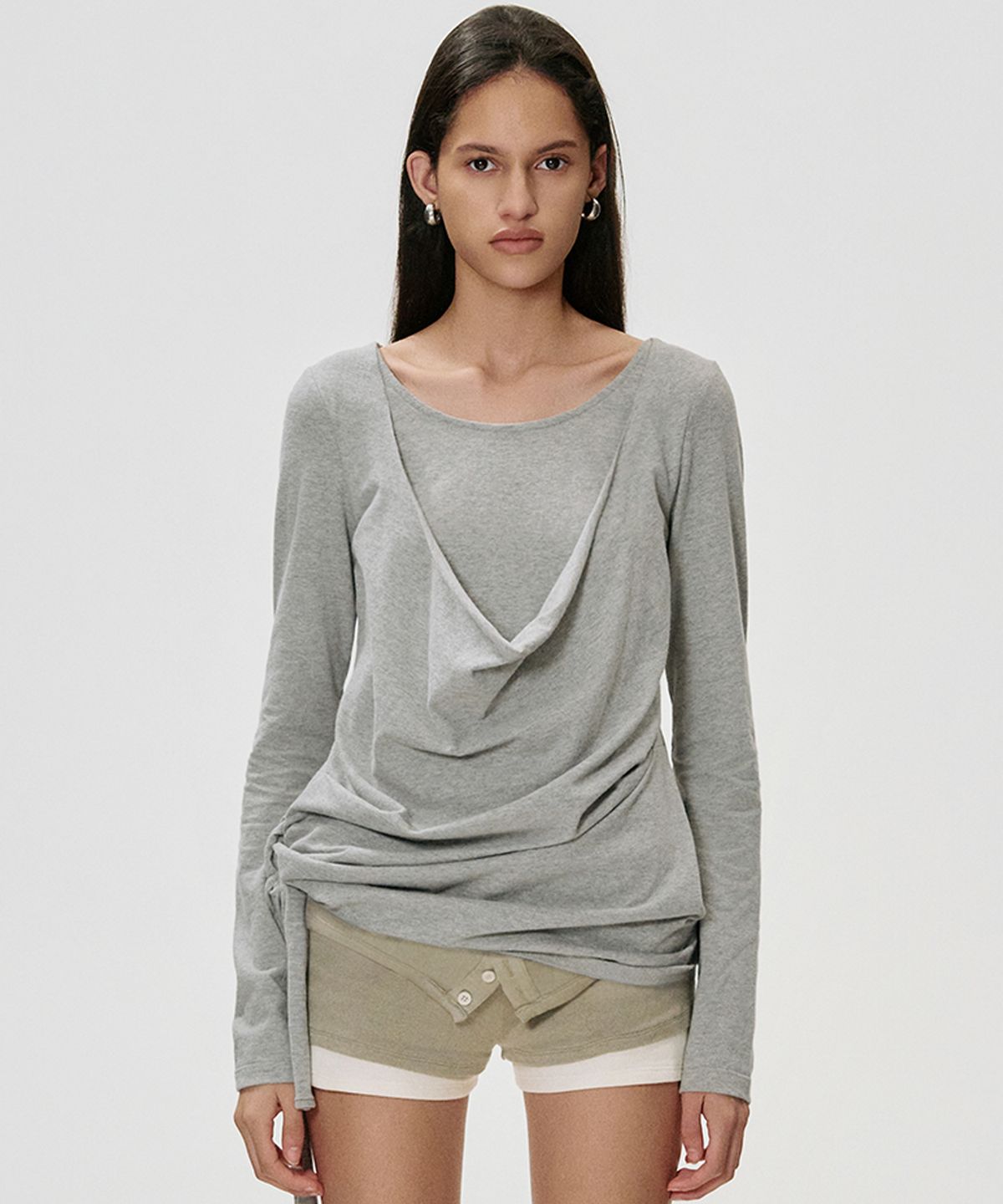 킴지수(KIMZISU) Deep Cowl T-shirt_GREY