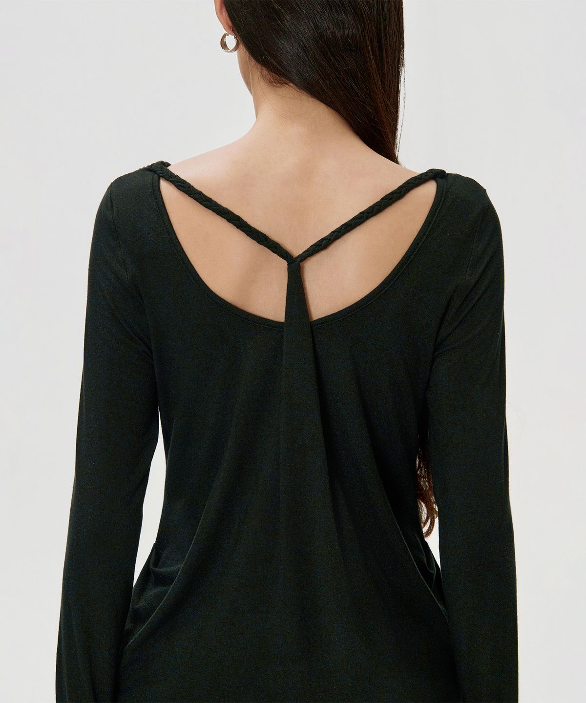 킴지수(KIMZISU) Braided Drape T-shirt_BLACK