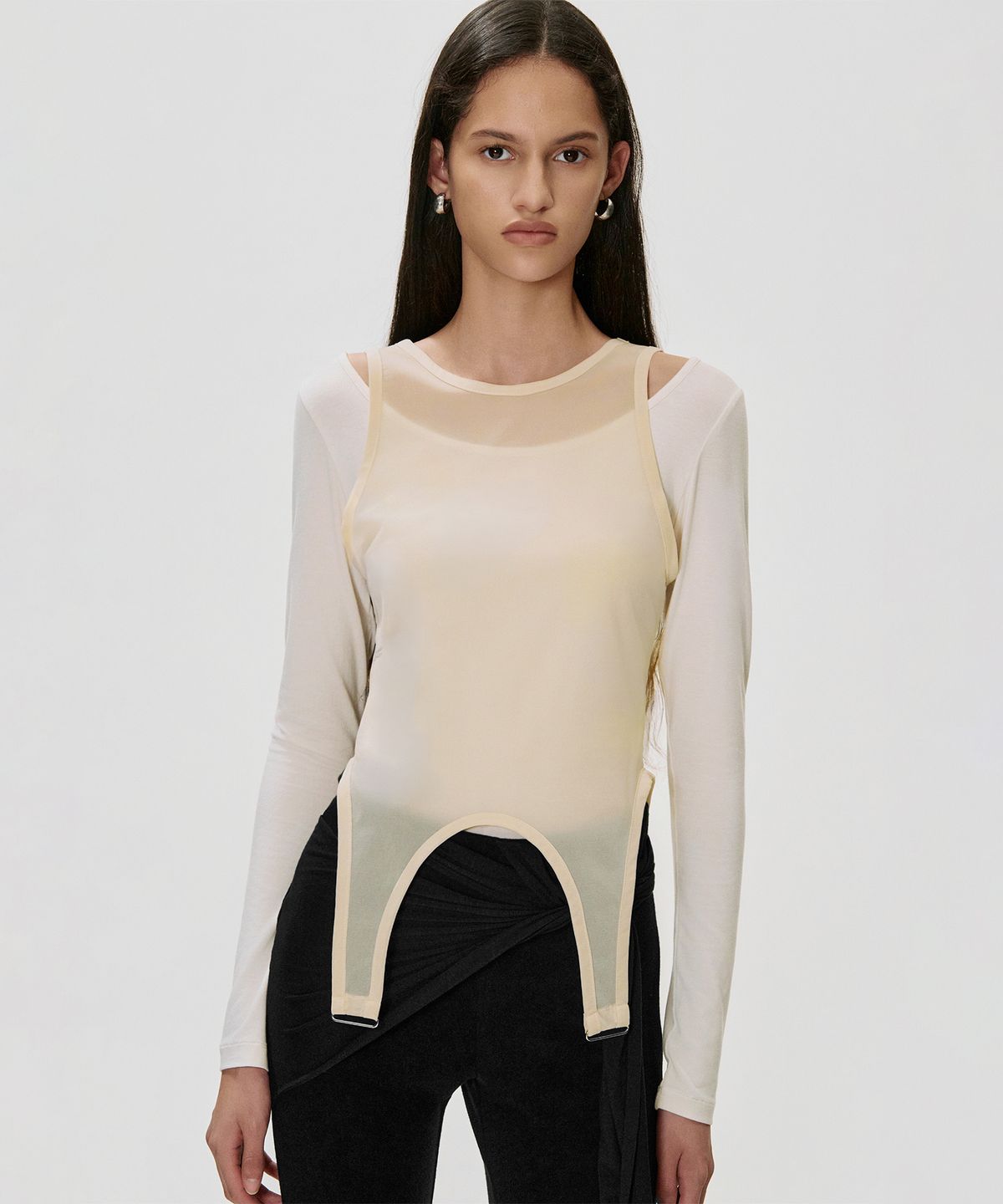 킴지수(KIMZISU) Contour Overlay T-shirt_IVORY