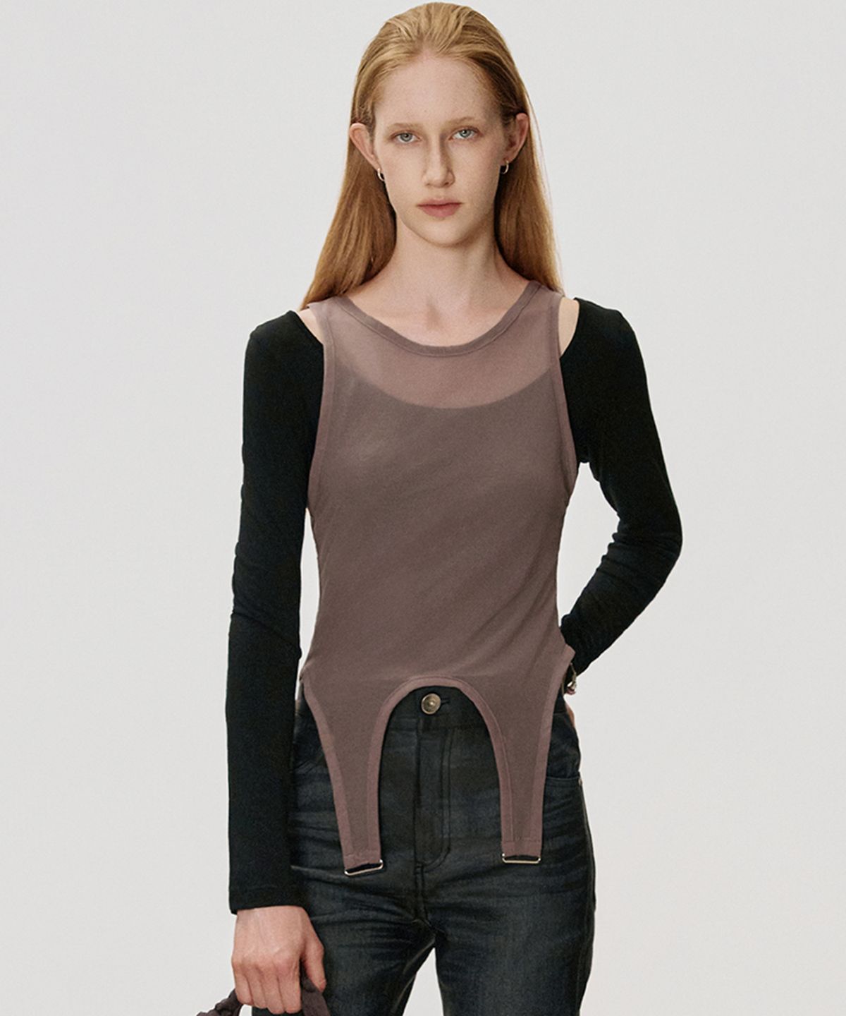 킴지수(KIMZISU) Contour Overlay T-shirt_BLACK