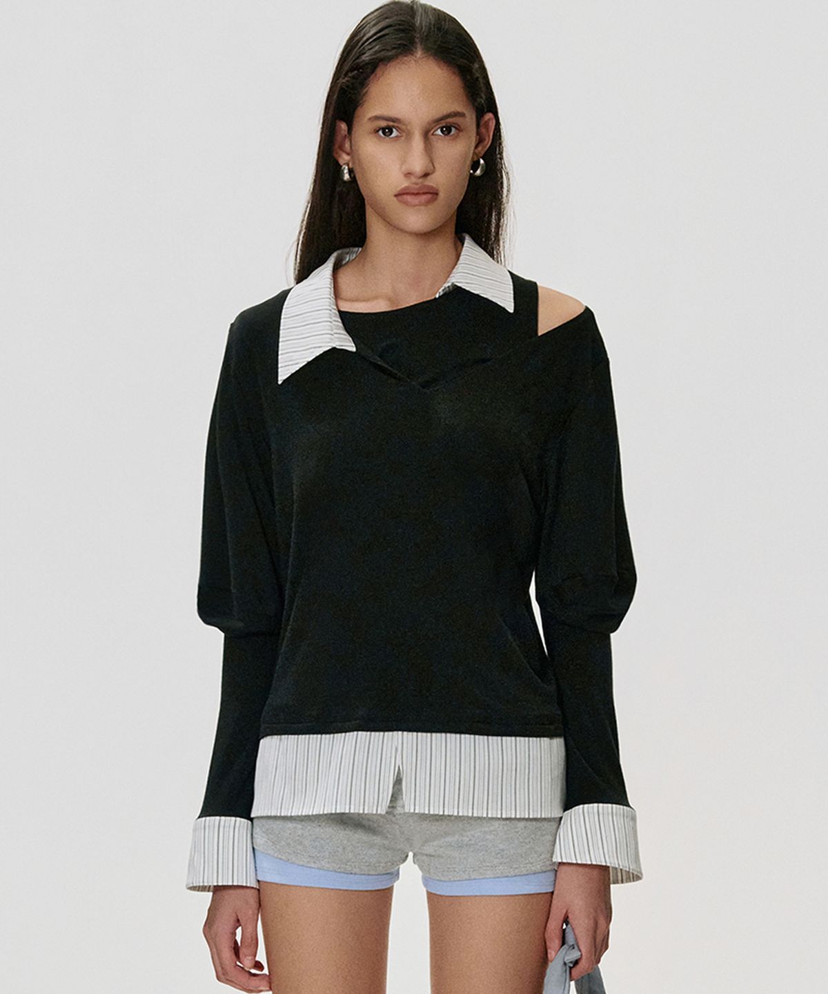 킴지수(KIMZISU) Layered Shirt Top_BLACK