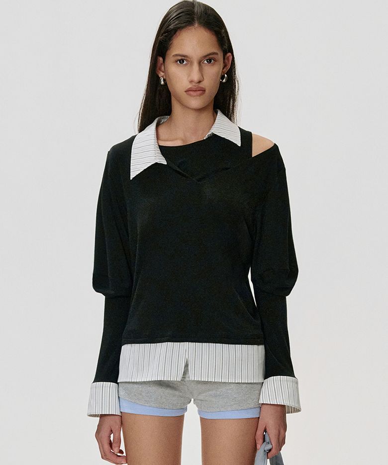 Layered Shirt Top_BLACK