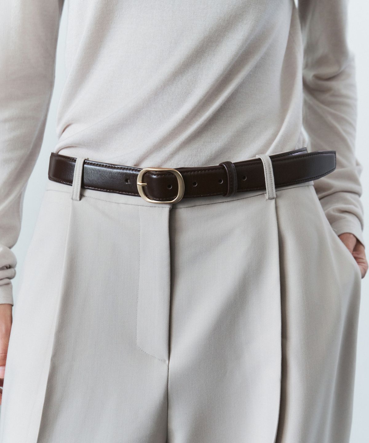 시야쥬(SIYAZU) SIAC3154 Solid Buckle Belt_Brown