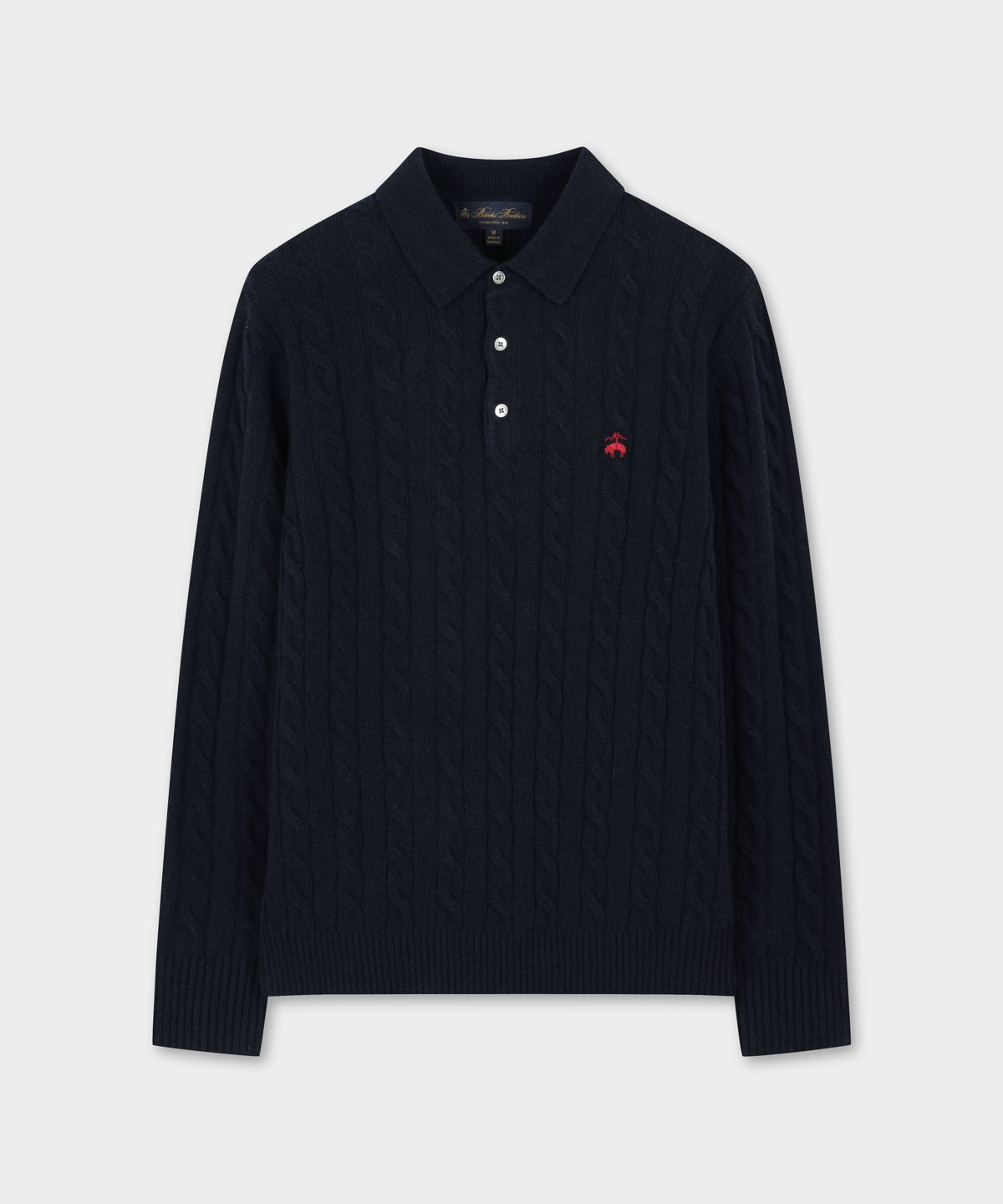 브룩스 브라더스(BROOKS BROTHERS) 울 케이블 폴로 스웨터 (네이비) (BBWTMBG407)