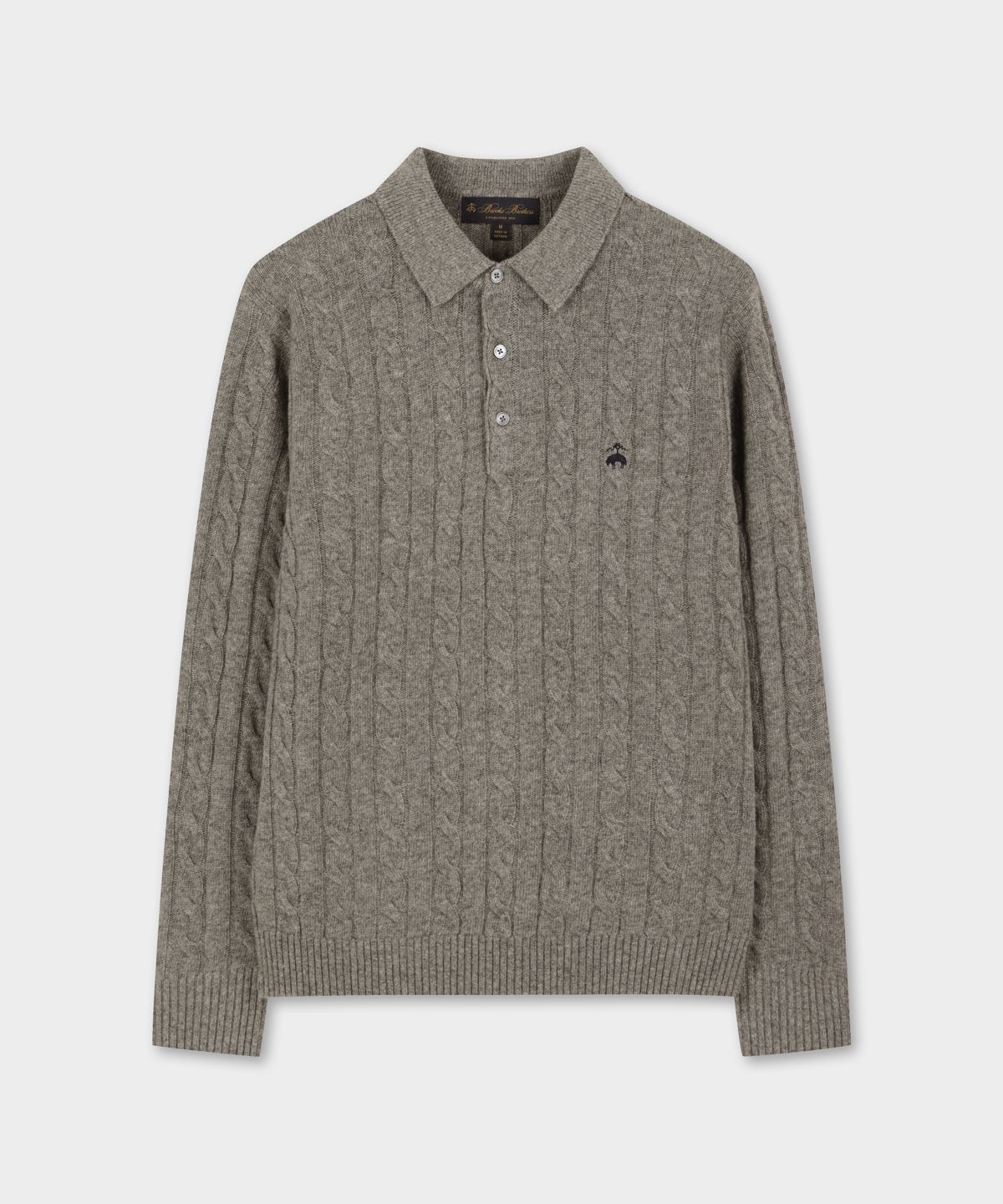 브룩스 브라더스(BROOKS BROTHERS) 울 케이블 폴로 스웨터 (그레이) (BBWTMBG407)