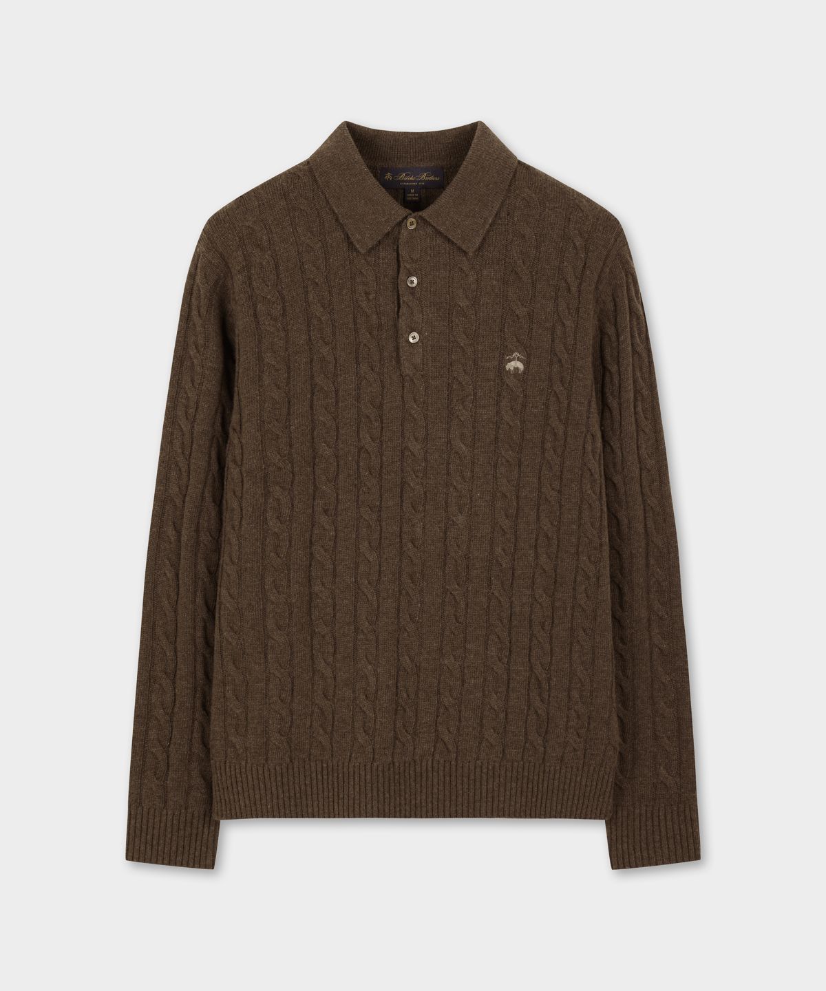 브룩스 브라더스(BROOKS BROTHERS) 울 케이블 폴로 스웨터 (브라운) (BBWTMBG407)