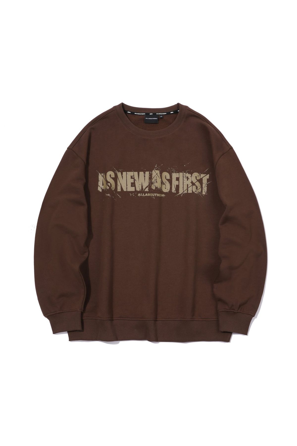 올어바웃뉴(ALL ABOUT NEW) 전면 레터링 맨투맨 브라운 ANA4TM04ABR