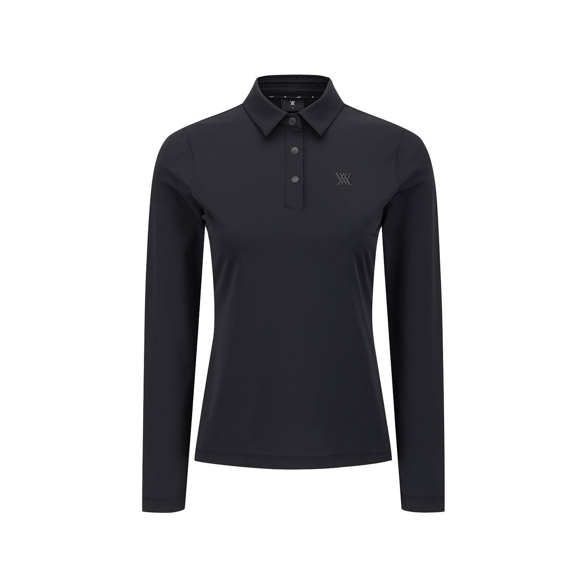 어뉴골프(ANEW GOLF) WOMEN SOLID LONG SLEEVE COLLAR T-SHIRT_BK