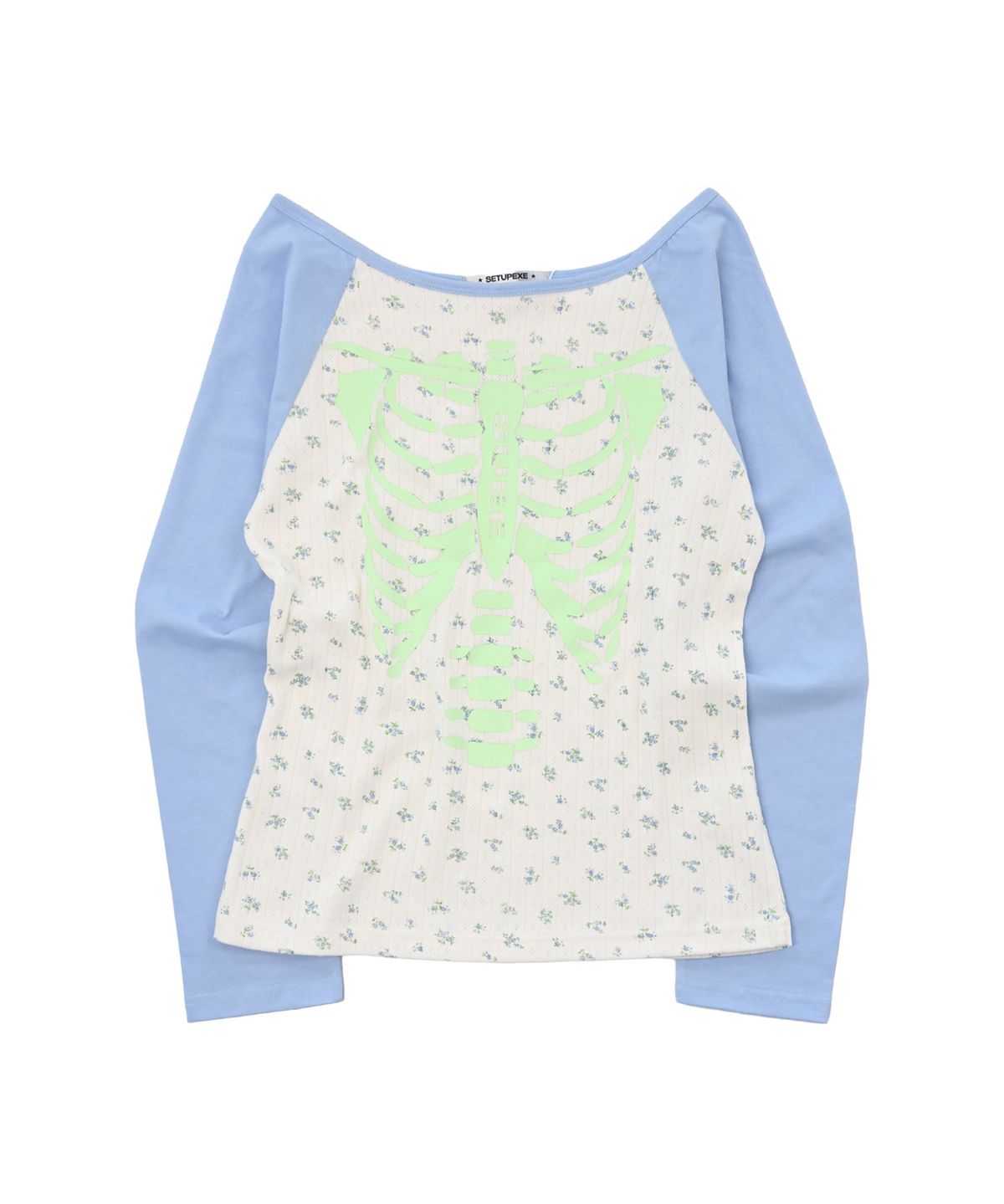 셋업이엑스이(SETUP-EXE) SKELETON RAGLAN TOP / BLUE