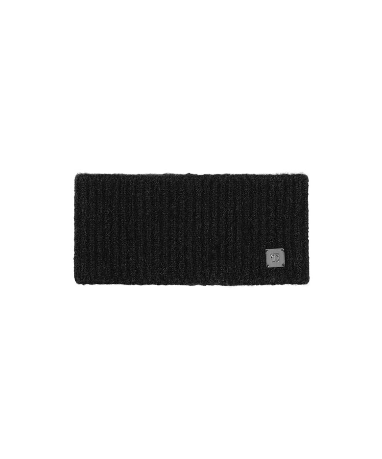 Fluffy Mixed Knit Hairband [ Black ]