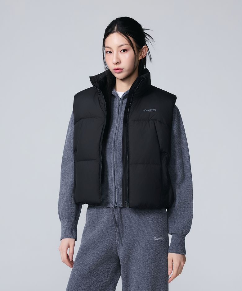 여성 올리브 크롭 다운 패딩베스트 (BLACK)