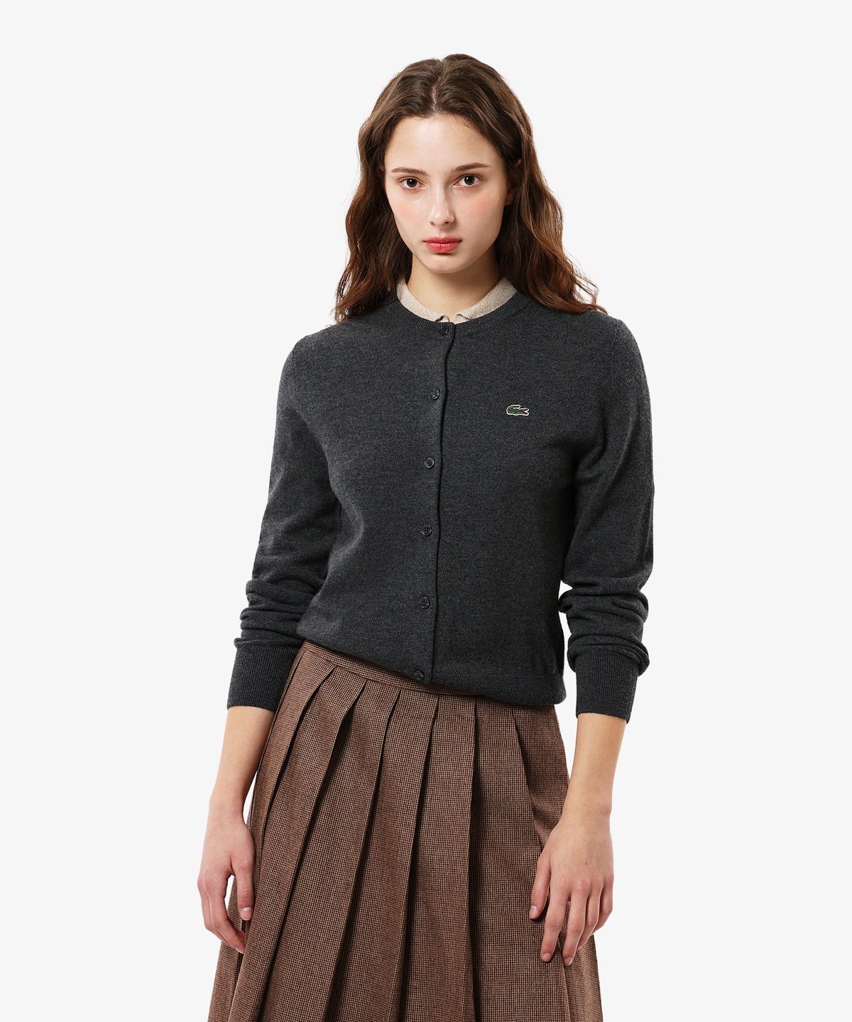 라코스테(LACOSTE) 여성 베이직 크루넥 가디건 AF222E-56N EL6