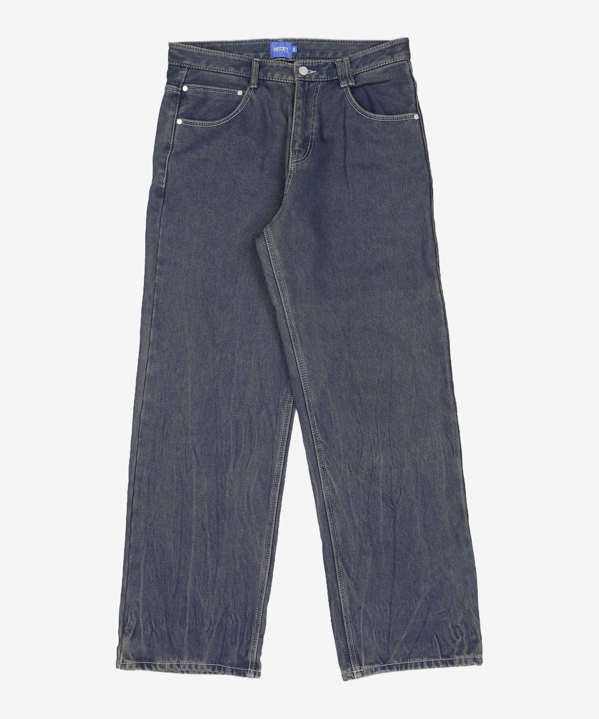 데케트(DECET) Mid Rise Wide Jeans DCPT027CrinkleBlue 32