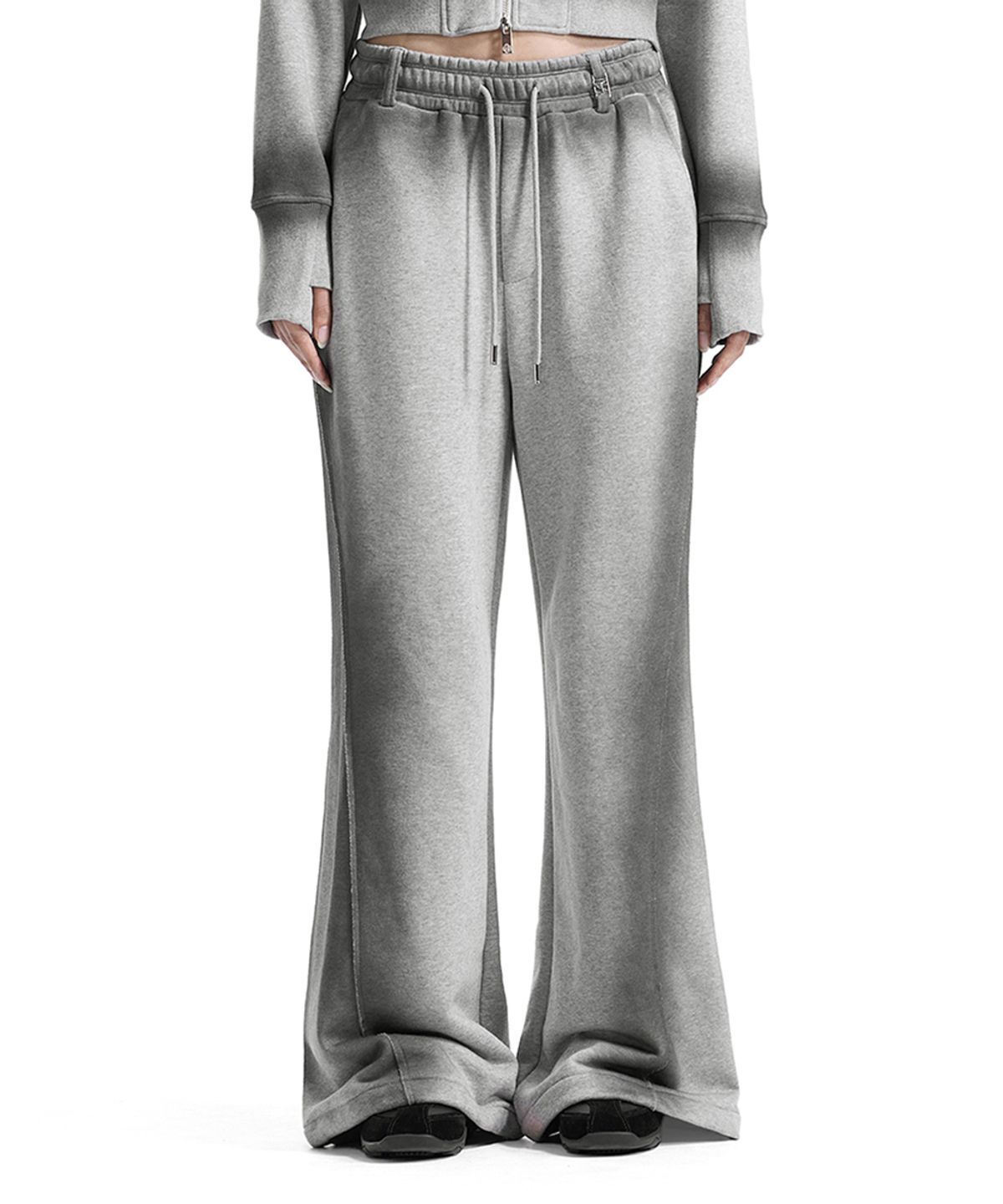 트리밍버드(TREEMINGBIRD) Brushed Detail Set-Up Sweat Pants [ Melange Gray ]