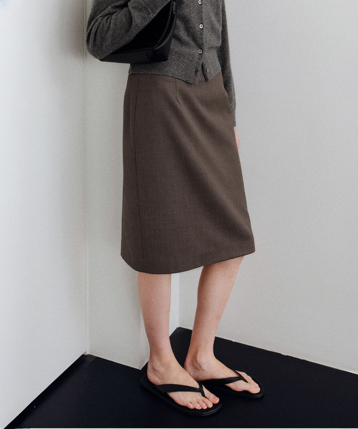로트(LOTE) Wool Blend Midi Skirt_2 Color