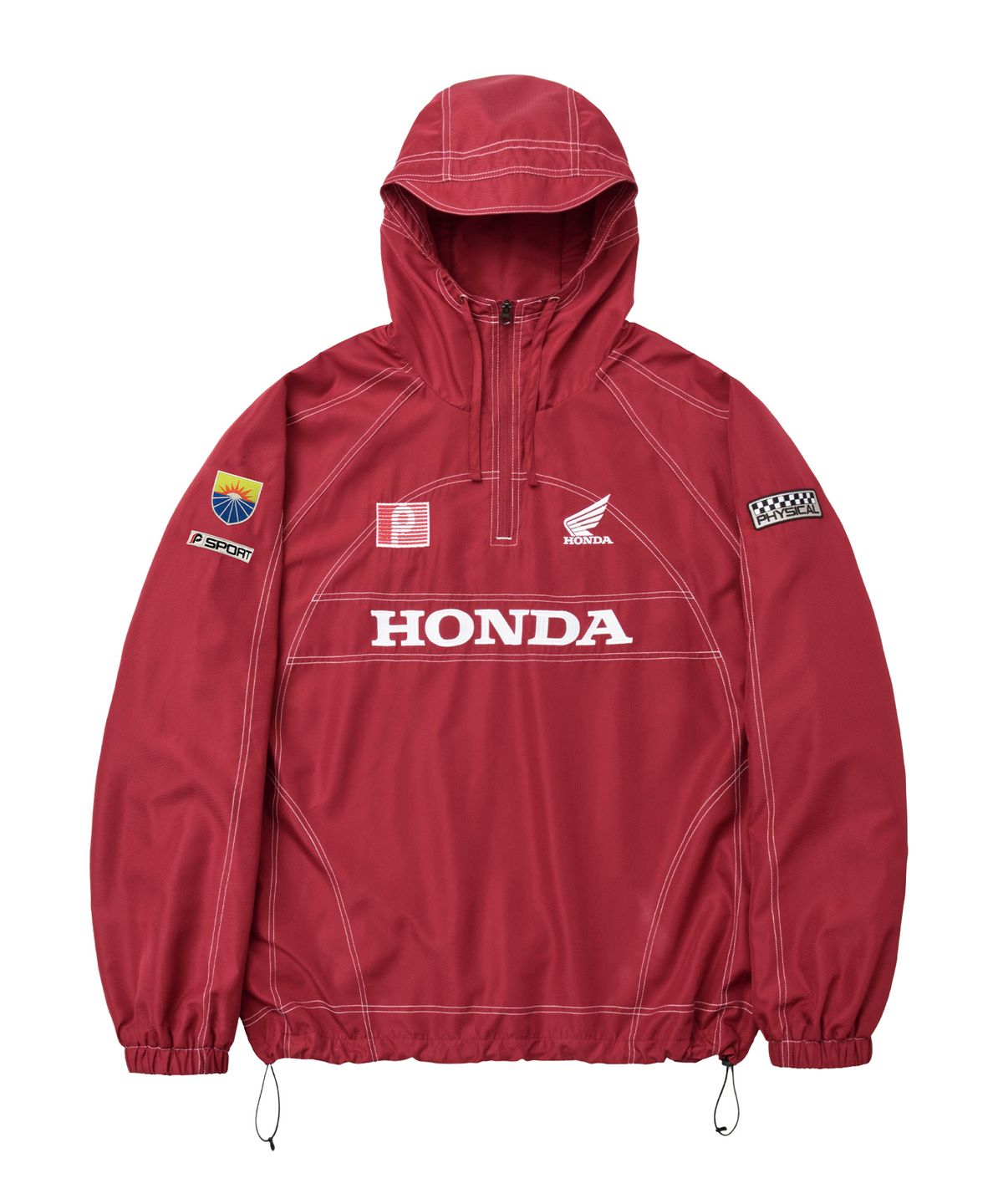 핍스 모터사이클(PHYPS MOTORCYCLE) Ripstop Hooded Soccer Anorak Red